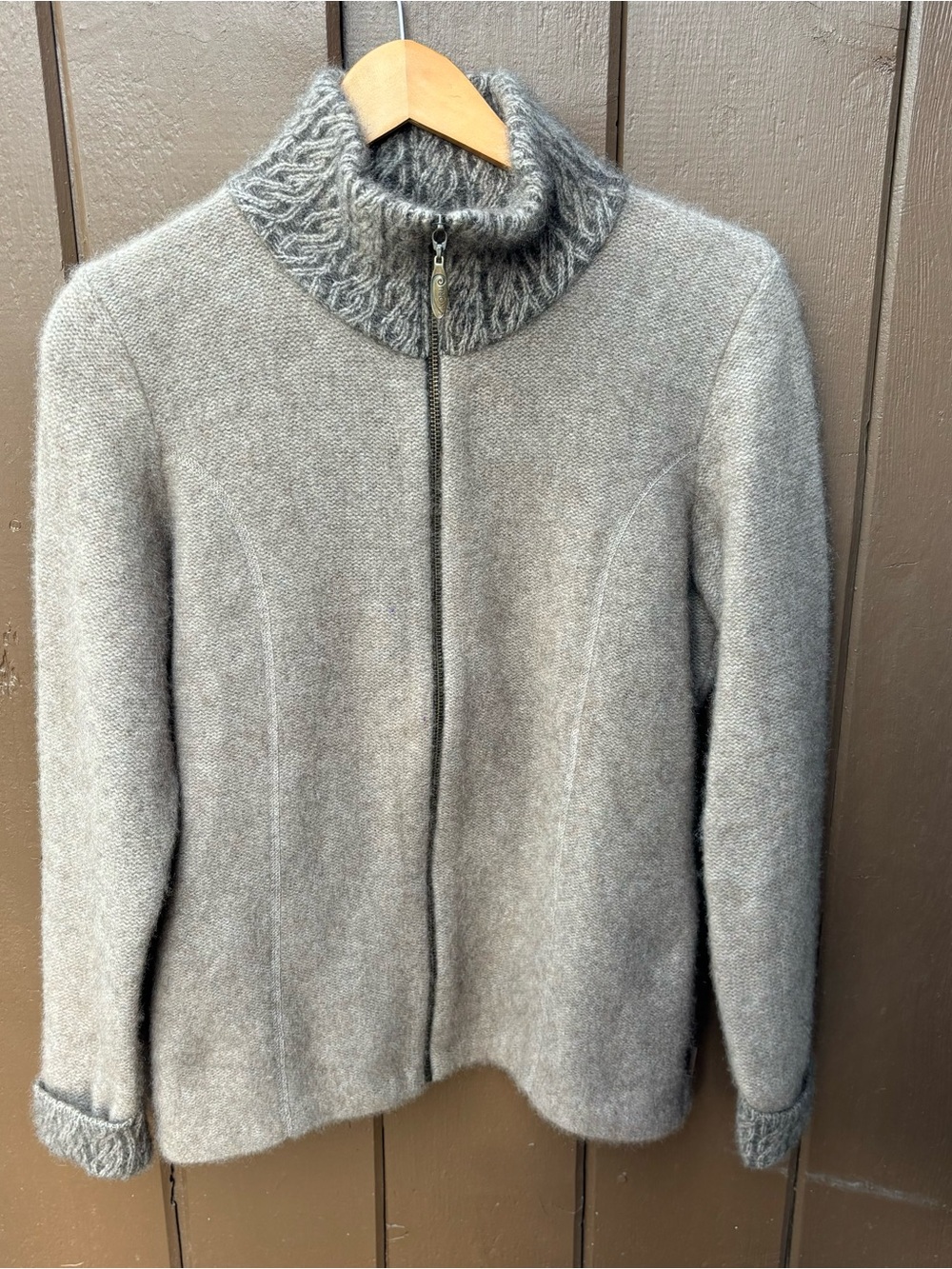 Koru Made In New Zealand Merino Wool Possum Fur Blend Full Zip Sweater M Women’s